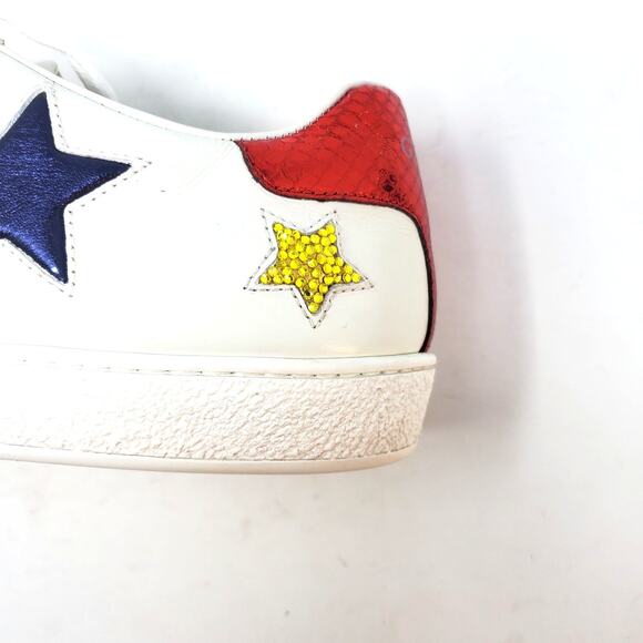 Custom Gucci Swarovski Crystal Ace Metallic Star Sneakers Leather 454562 Size 39 - Picture 14 of 16